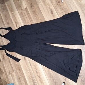 Black Wide-Leg Jumpsuit with Tie Straps NWOT